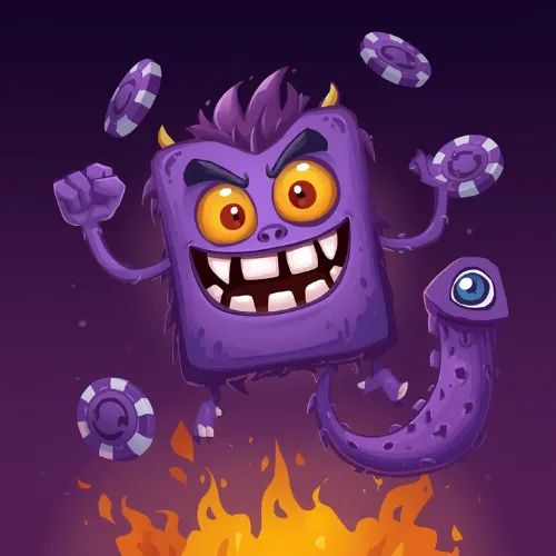 Slot Monster character with casino chips and slots theme