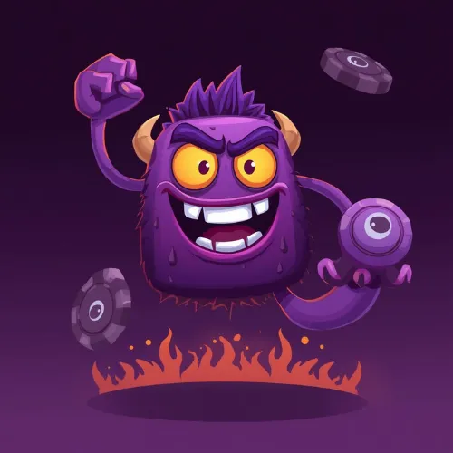 Slotmonster Slot Monster casino mascot promoting welcome bonus